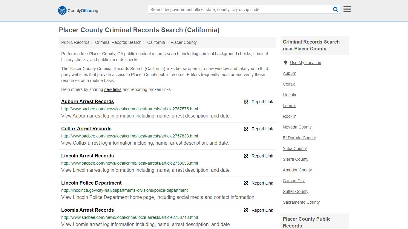Criminal Records Search - Placer County, CA (Arrests, Jails & Most ...